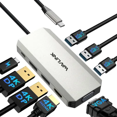 Produktbild von WAVLINK Laptop Docking station, Quad-Monitor-Dockingstation mit Dual DP, HDMI, V