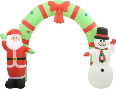 Produktbild von vidaXL Aufblasbarer Weihnachtsmann und Schneemann Deko Bogen LED 223cm