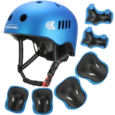 Produktbild von Kinderfahrradhelm Set mit Schutzausrüstung Himmelblau 1-8 Jahre
