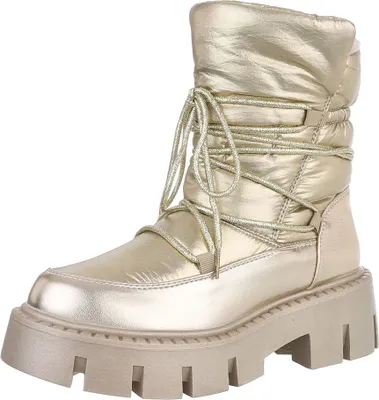 Produktbild von Ital-Design Damen Stiefeletten Plateaustiefeletten Schnürstiefeletten Warm gefüttert Synthetikoptik Snowboots 88489466 Gold Gr. 37