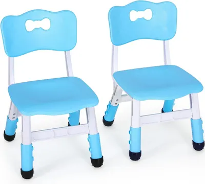Immagine prodotto di Sedie per bambini - Set di 2 - Regolabili in altezza in 3 posizioni - Impilabili - Antiscivolo - Lavabili - Portata fino a 100 kg - Blu