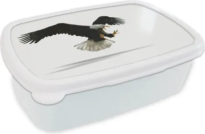Obrázek produktu pro KitchenYeah® Lunchbox Box na oběd 17x11 cm Orel - Pták - Bílý Dětský box na oběd - Box na sendvič - Školní box - Boxy na oběd - Děti
