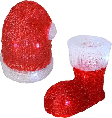 Produktbild von LED Weihnachtsstiefel o. Weihnachtsmütze Acryl Innendekoration Batteriebetrieben, Motiv:Mütze