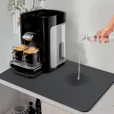 Produktbild von HSXL Kieselgur-Kaffeemaschinenmatte – saugfähige Kaffee-Abtropfmatte – 40 x 50 cm – grau einfarbig – Kaffeemaschinenunterlage – Kaffeematte – Küchen- und Teezubehör