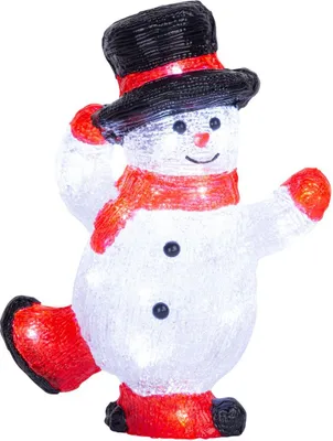 Immagine prodotto di Decorazione MagicHome Natale, Pupazzo di neve, 30x LED, bianco freddo, acrilico, IP44, per esterni, 22x14x30 cm