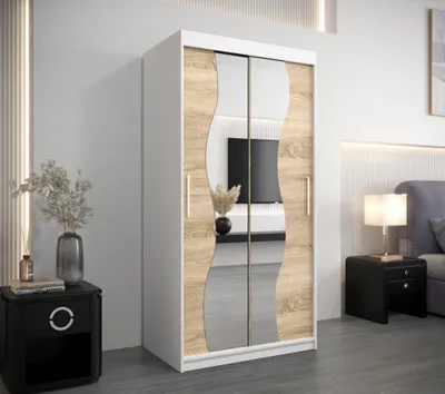Produktbild von MINIO Kleiderschränk 100 cm MADRYT Weiß / Sonoma Eiche