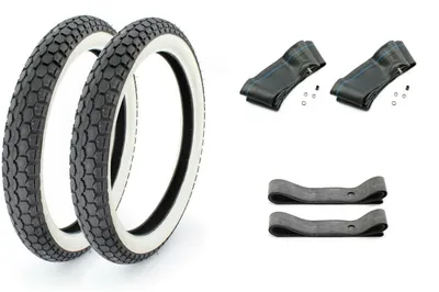 Produktbild von Reifen-Set: 2x Continental KKS10 Weißwand Reifen 2,75 x 17 Zoll, 47J inklusive Schläuche und Felgenbänder für Moped, Mofa, Motorrad 50ccm