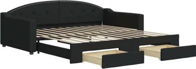 Obrázok produktu pre vidaXL Rozkladacia posteľ so zásuvkami čierna 100x200 cm Látka