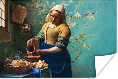 Produktbild von MuchoWow® Poster Milchmädchen - Mandelblüte - Van Gogh - Vermeer - Gemälde - Alte Meister 60x40 cm - Schlafzimmerdekoration