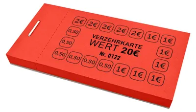 Produktbild von CombiCraft Verzehrkarte 20€-Wert - Rot - 5 Blöcke á 50 Abrisse - Schwarzer Druck - Ideal zum Abstempeln, Abstreichen und Ausstanzen