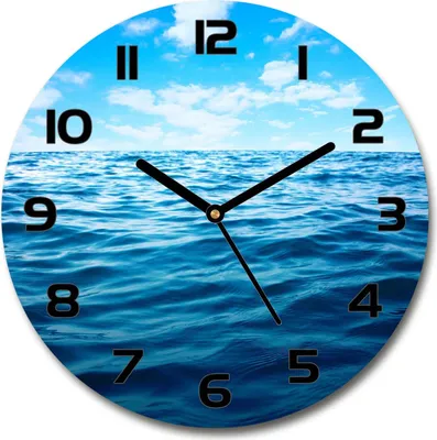Produktbild von Wanduhr aus Glas 30fi Glasbild Glasuhr Gehärtetes Glas - schwarze-zeiger - Sea water