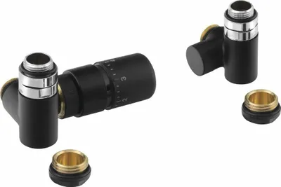 Image de Sapho Corner Combi - Kit de raccordement vanne thermostatique, gauche, noir mat CP3021BS