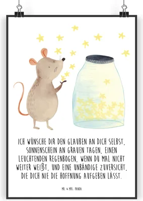 Produktbild von Mr. & Mrs. Panda Bild Maus Sterne DIN A4 - Weiß - Geschenk, Lustige Sprüche, Kindergeburtstag, drucke, Schwangerschaft, Wunsch, Geburtstag, Wanddekoration, Wandbild