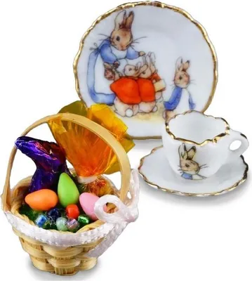 Produktbild von Ostern Miniatur: buntes Osternest & Peter Rabbit Frühstück 1:12
