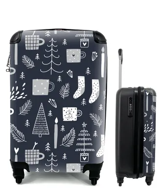 Produktbild von MuchoWow® Koffer Handgepäck Trolley Rollkoffer Kleine Reisekoffer mit 4 Rollen - Muster - Weihnachten - Bäume - Cabin Size < 55x40x23 cm & 55x40x20 cm - Kinderkoffer - Kabinenkoffer - Boardgepäck - Reise-Box - Reisekoffer - Reisegepäck - Koffer mit Bild - Trolley für Kinder