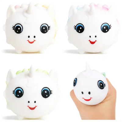 Produktbild von com-four® 4x Anti-Stress Quetschball - Einhorn Knautschball zum Entspannen