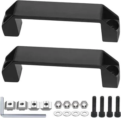 Productafbeelding van Kunststof meubelgrepen - Zwart - Kunststof - Booggreep - Voor kledingkast - Set van 2 - 120 mm - Inclusief T-schroef en schroeven