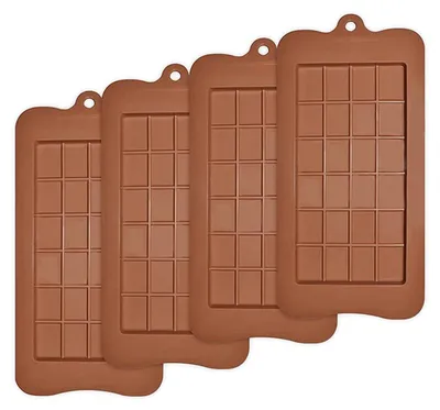 4er-Set Silikon-Schokoladenformen, antihaft, braun