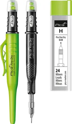 Produktbild von Pica Tieflochmarker Fine-Dry 0.9, Bleistift Bohrlochmarkierer 7070 + 24 Ersatz-Graphitminen H 7050