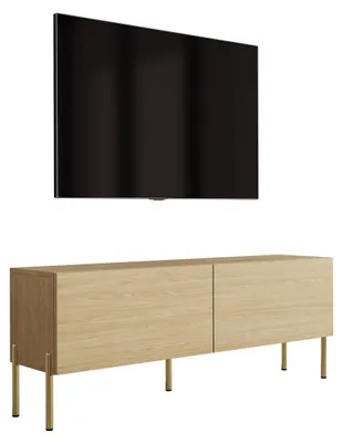 Obrázek produktu pro TV stolek, nožičky zlaté, ořechové dřevo, povrchová úprava: olej, rozměry: 140 x 32 x 52 cm