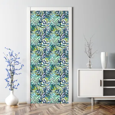 Produktbild von Dekorative Türposter selbstklebend Klebefolie Wandaufkleber Türaufkleber Blätter Aquarell 85 x 200 cm