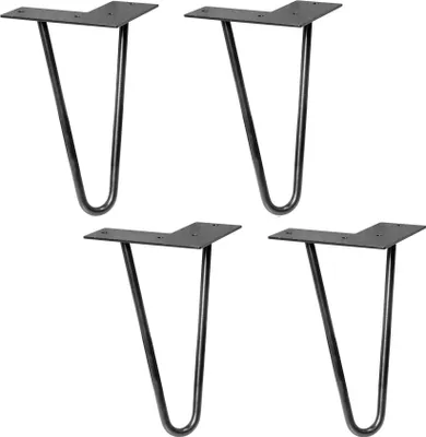 Produktbild von WAGNER Möbelbeine HAIRPIN LEGS Retro 4tlg. Set - 12 x 12 x 20 cm, Stahl, schwarz, Bein schräg & Anschraubplatte - 12822004