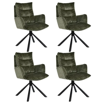 Produktbild von Duhome Esszimmerstuhl 360° Drehbar Loungesessel 4er Set Chenille Stuhl mit Rückstellfunktion für Büro Küche Wohnzimmer Schlafzimmer, Grün