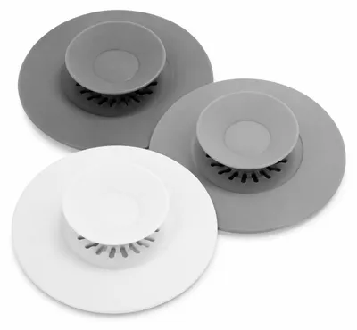 Produktbild von Abflussstopfen mit Haarsieb - 3 Stück Universal Silikon Stöpsel mit Siebfunktion - für Spülbecken Badewannen und Waschbecken