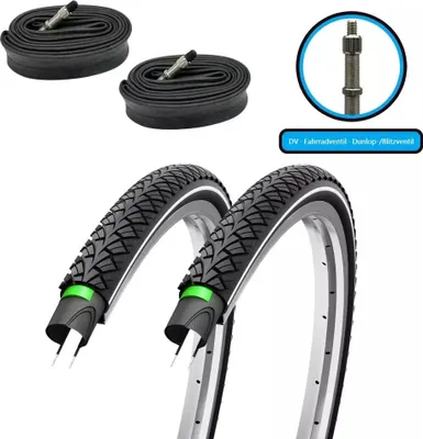 Produktbild von 2xFahrradreifen SET 28x1,40 Zoll 37-622 700x35c mit Reflex+Pannenschutz 3 mm inkl. 2xDV Schlauch