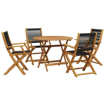 Produktbild von 5-tlg. Garten-Essgruppe Polypropylen und Massivholz Schwarz