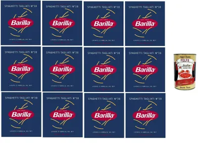 Produktbild von Barilla Spaghetti Tagliati N.38 – 12×500 g kurze Spaghetti aus Hartweizengrieß für Suppen & Brühen, kochstabil, al dente in 5 Min., hergestellt in Italien + Italian Gourmet polpa