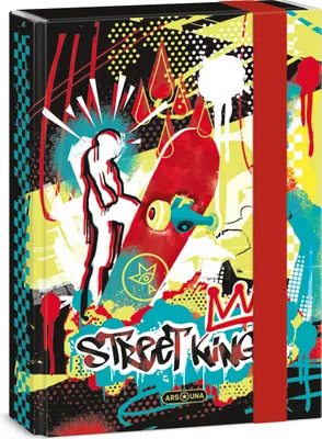 Immagine prodotto di ARS UNA Scatola porta quaderni A5, cartella porta quaderni A5 per cartella, con elastico e alette interne, Street Kings, rosso-giallo-nero, per ragazzi