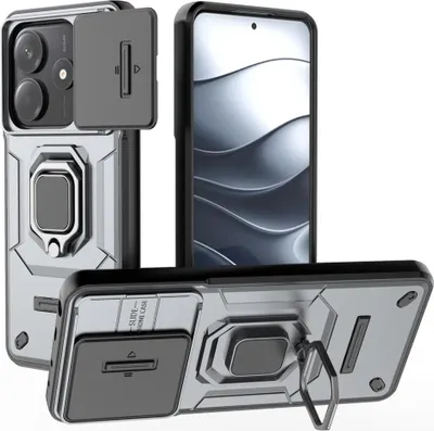 Produktbild von Xiaomi Redmi Note 14 5G Hülle - Coverup Ring Ständer Back Cover mit Kamera Schutz - Grau
