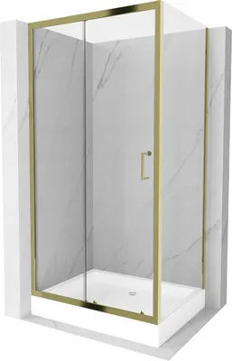 Zdjęcie produktu dla Mexen Apia kabina prysznicowa rozsuwana 120 x 90 cm, transparent, złota + brodzik Rio - 840-120-090-50-00-4510
