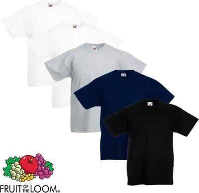 Produktbild von Fruit of the Loom Kinder-T-Shirt Original 5 Stk. Mehrfarbig Größe 128