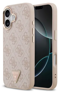 Image de GUESS Étui pour iPhone 17 Strass Triangle Logo Housse pour téléphone portable Rose