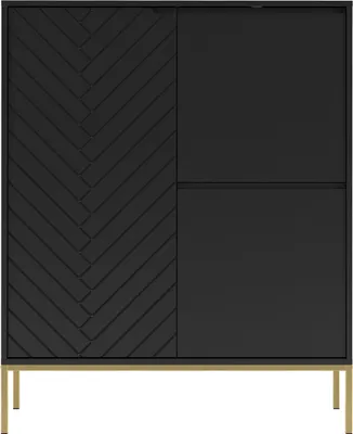 Produktbild von Kommode 102 cm breit in schwarz matt mit gefräster Front ANGERA-140