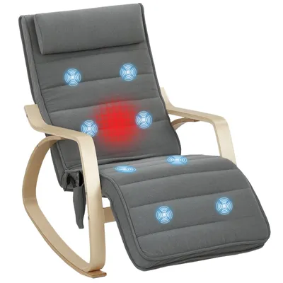 Produktbild von Schaukelstuhl Massage-Funktion Lendenheizung 3 Modi Stoffbezug Grau Entspannung
