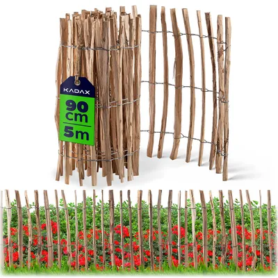 Produktbild von KADAX Zaun aus Hasel "Karo", witterungsbeständige Staketen, Naturprodukt, abstand 4-6cm, 90cm