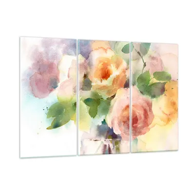 Produktbild von Bilder auf glas - Rose Blume Garten - 165x110cm - Glasbilder - Wandbilder - Kunstdruck - zum Aufhängen bereit - Wanddekoration aus Glas - Glas Bilder - Wandbild auf Glas - 3 Teile - GCE165x110-3910