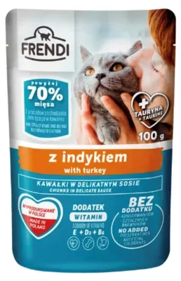 Productafbeelding van FRENDI Turkije in saus - natvoer voor katten - 100g