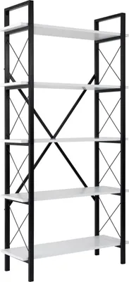 Image de Bibliothèque Elysian en bois – 90 x 33 x 180 cm – Blanc et noir