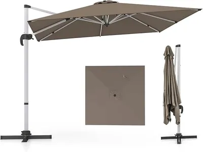 Imagen del producto de Silecomplaza, sombrilla parasol de 300 x 300 cm, parasol tipo pérgola de aluminio con manivela, giratorio 360°