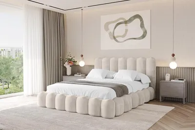 Produktbild von ALTDECOR Polsterbett mit Bettkasten - SORA 200x200 Beige Bett mit Matratze H3/H4, Kopfteil und Fußteil, Boxbett, Doppelbett mit Stauraum