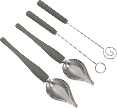 Produktbild von 4 Stück Edelstahl Schokoladenlöffel mit Glattem Griff für Fondue und Saucen