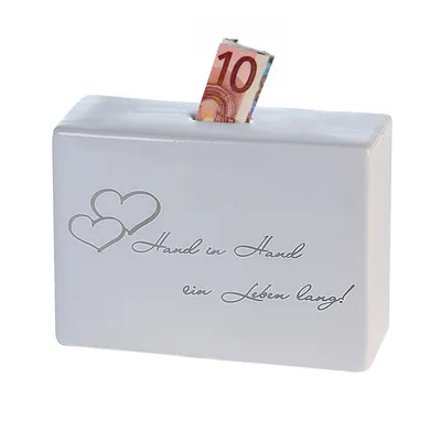 Image de Casablanca Spardose "Promise" aus Keramik weiß/silber glasiert 96365