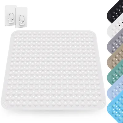Zdjęcie produktu dla Mata pod prysznic 80 x 80 cm, PVC, biała, antypoślizgowa, z przyssawkami i otworami odpływowymi