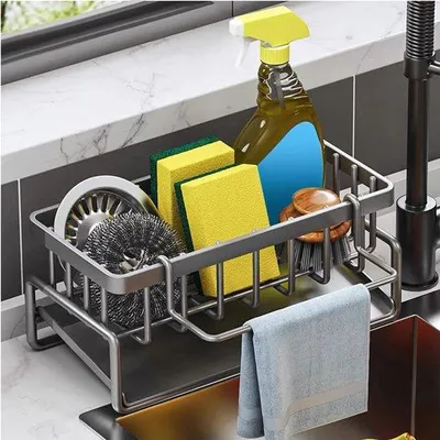 Obrázek produktu pro Kuchyňský organizér z nerezové oceli, odnímatelný, černý, na utěrky a ručníky