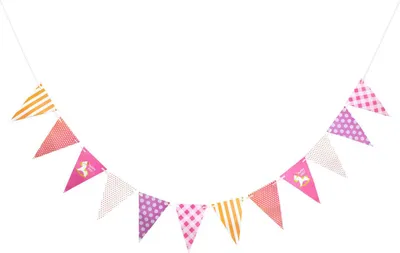 Produktbild von Oblique Unique Wimpel Girlande Happy Day Kinder Geburtstag Party Deko Banner - rosa weiß lila