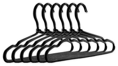 Produktbild von Omgoods – Set mit 6 Kleiderbügeln aus Leder, schwarz